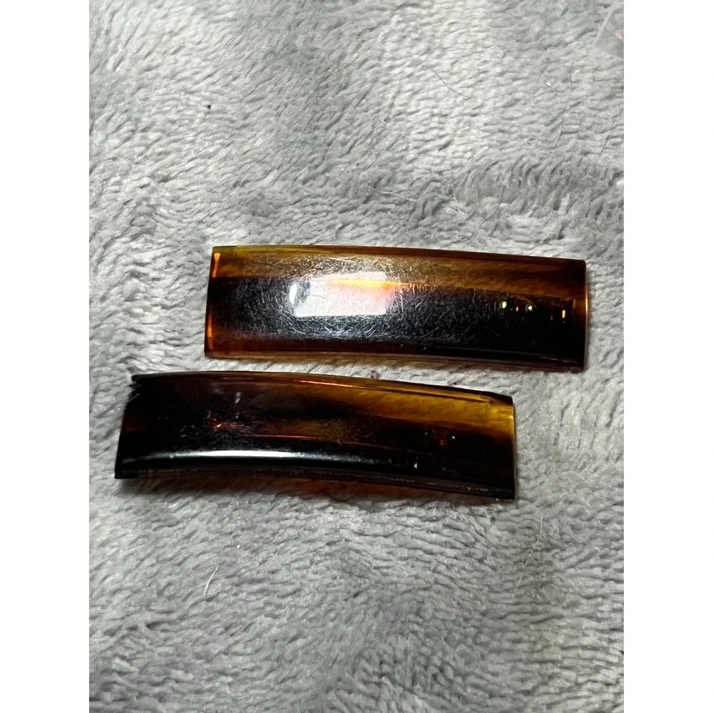 Vintage French Tortoise Barrettes Pair Faux Tortoise Hair Clips France Retro